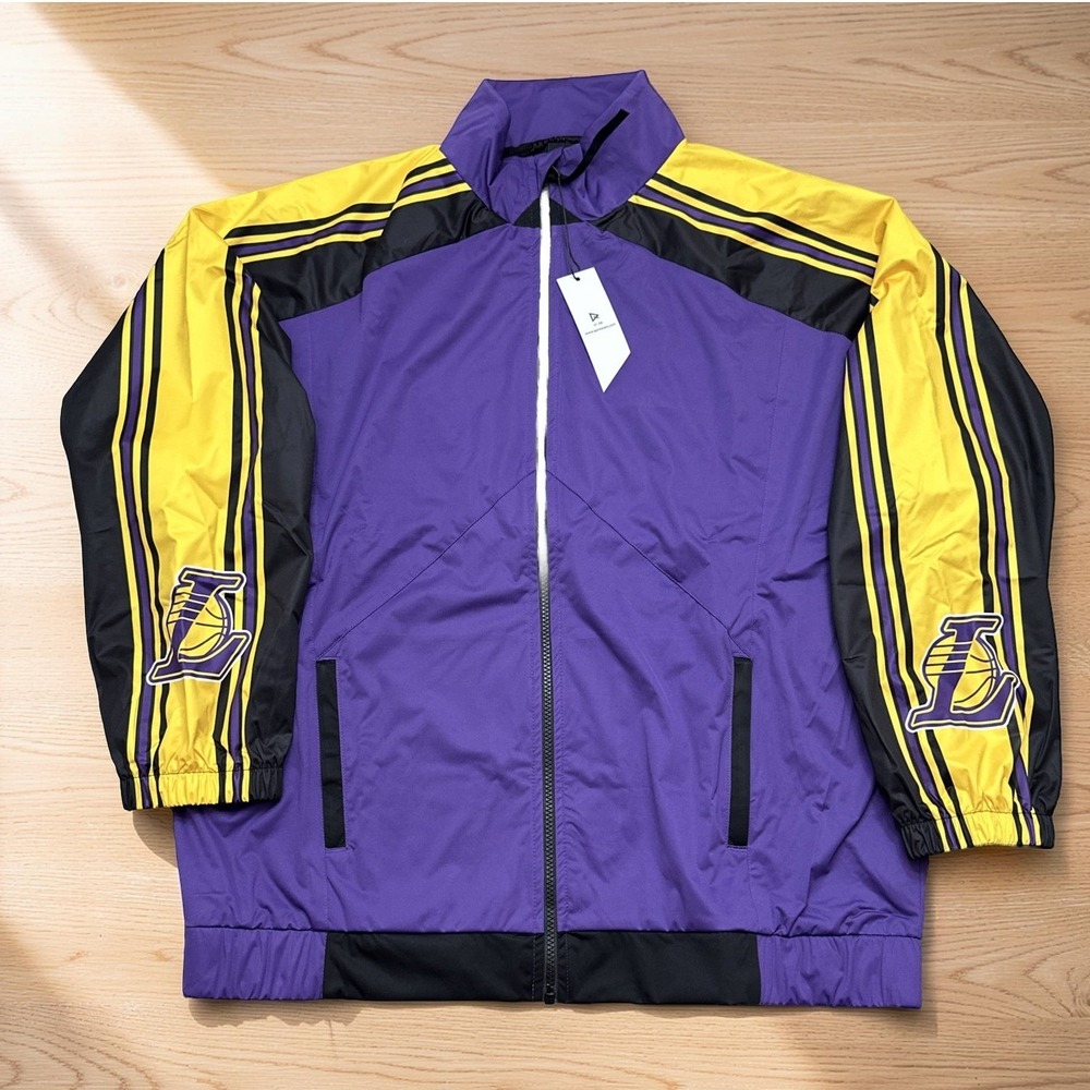 QORE Los Angeles Lakers Windbreaker Track Jacket Purple Full Zip XL NWT